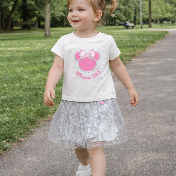 ΜΠΛΟΥΖΑ ΛΕΥΚΗ ΜΕ ΡΟΖ ΜΙΝΝΙΕ ΚΑΙ ΦΟΥΣΤΑ ΟΛΟ ΤΟΥΛΙ ΑΣΗΜΙ ΚΑΙ ΚΟΛΑΝ ΚΟΝΤΟ ΑΠΟ ΚΑΤΩ  SPRINT